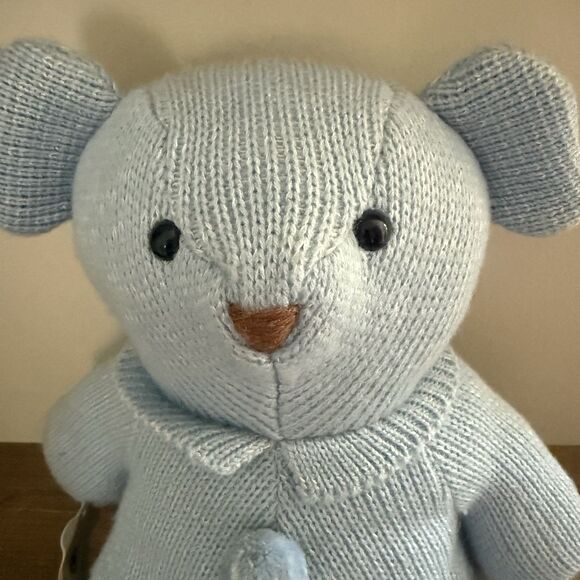 Vintage Blue Knit Teddy Bear 1984 Plush Toy with Tags Heartine Snuggables - Picture 2 of 7